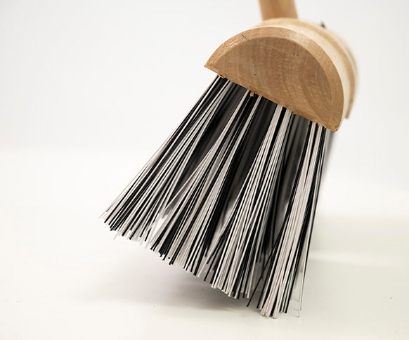 Everyday Round-backed Wooden Yard Broom With Handle - Stiff